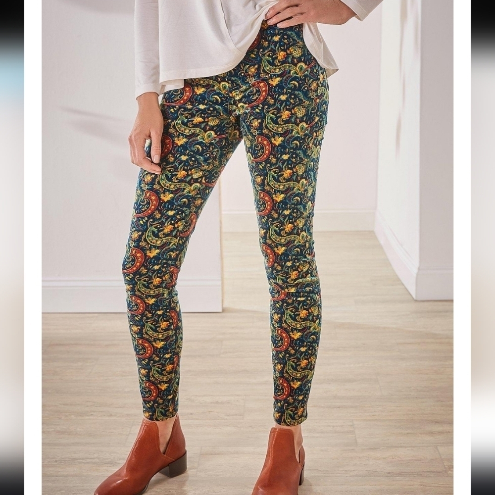 Soft Sourraundings Corduroy Printed high Rise Skinny Jeans size 10p